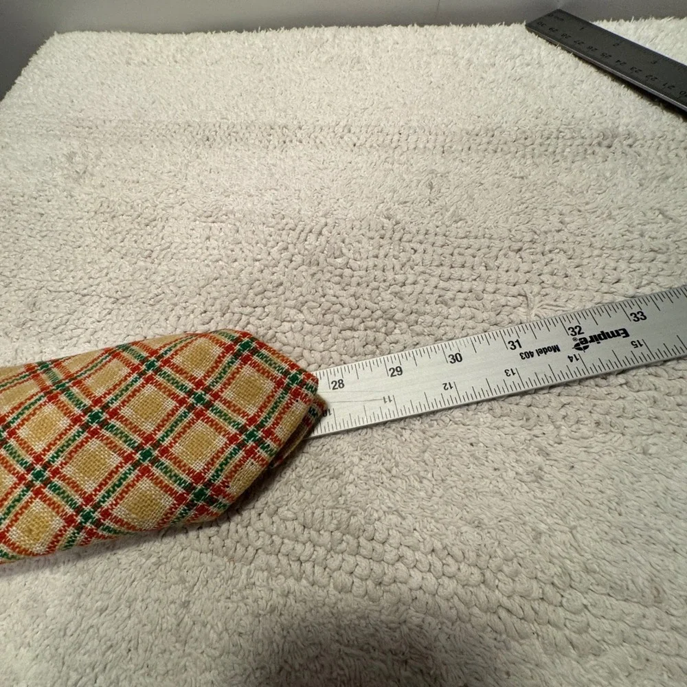 Vintage Bert Pulitzer Tie Orange Green Plaid Wool Linen Heritage Ivy League